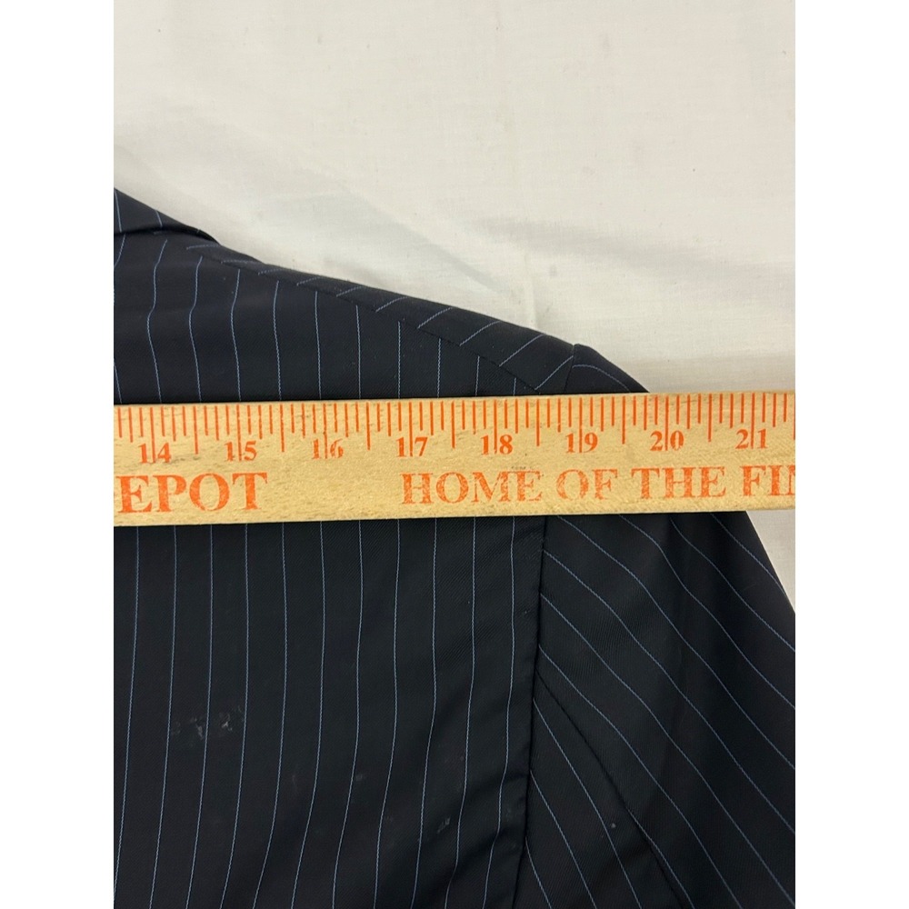 Nick Lopez Navy Blue Wool Pinstripe Pleated 2-Bt Suit Size 44R - Picture 11 of 16
